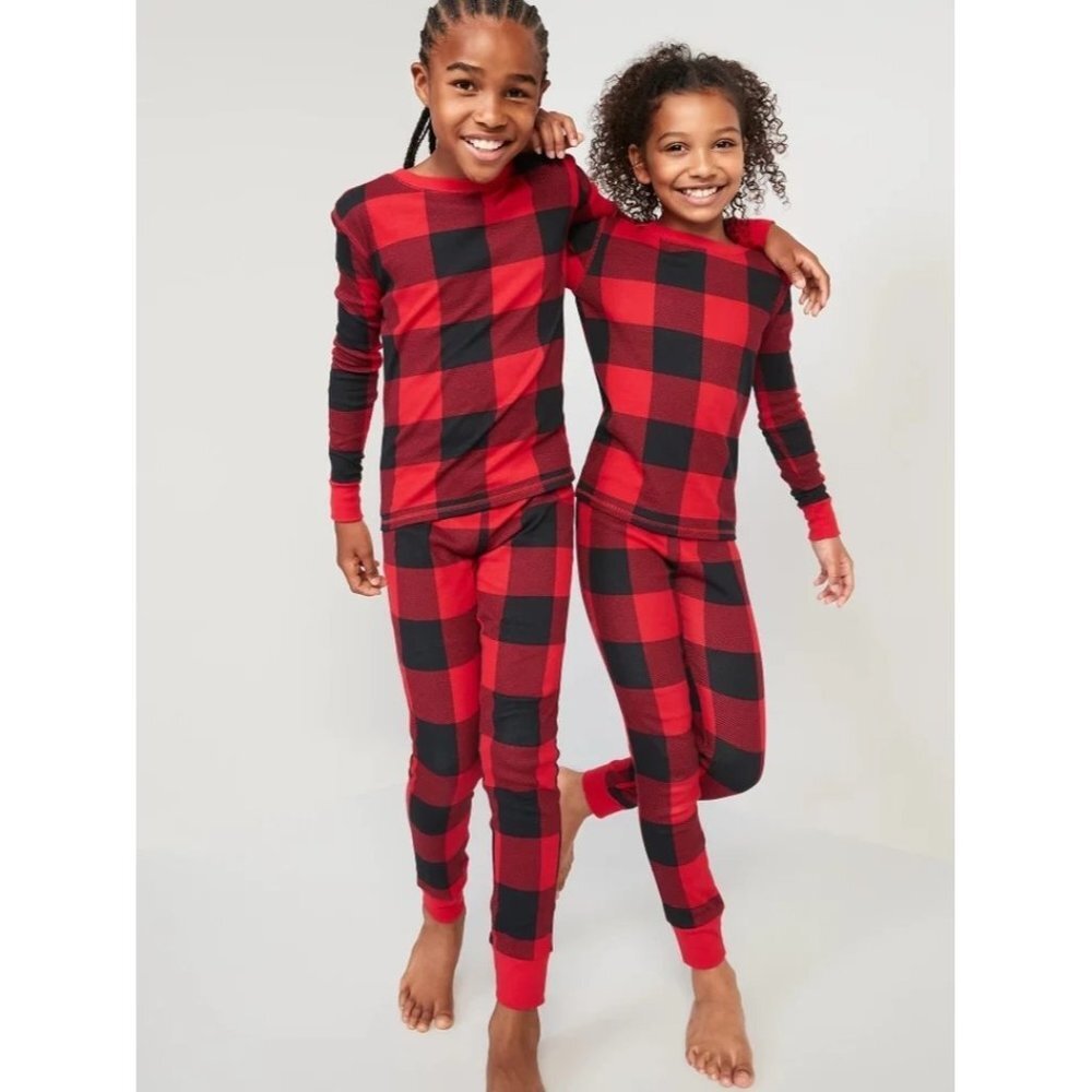 NWT Old Navy Matching Print Snug-Fit Pajama Set for Kids in Red Gingham